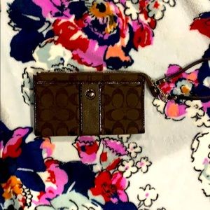Coach Signature Stripe Zippy Wristlet Wallet